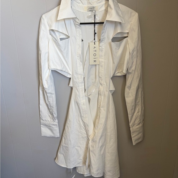 Atoir White Cutout Shirt Dress - Classic Collared Mini - Picture 5 of 6